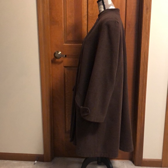 Les Copains double-breasted trapeze coat w mandarin collar in brown wool blend - Picture 3 of 16